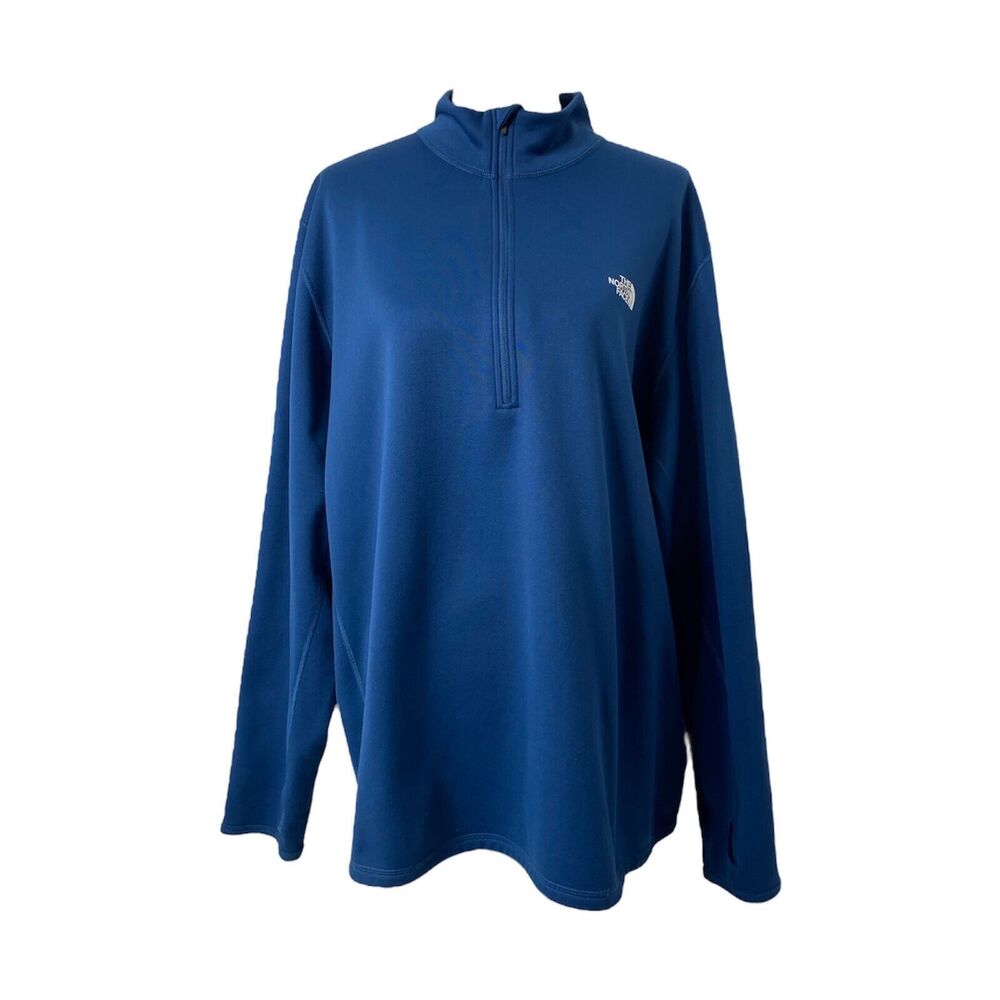 Mens XXL Sweatshirt The North Face Blue Micro Fleece Lined Long Sleeve Half Zip